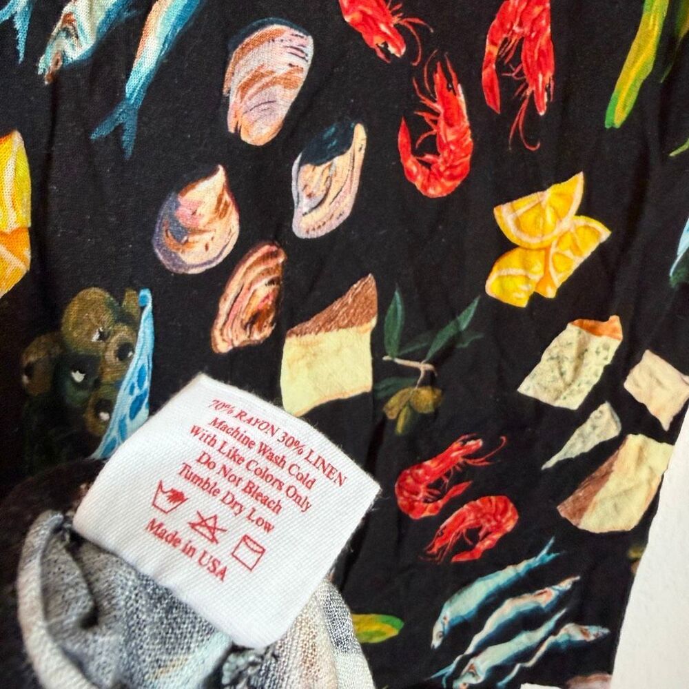 Lisa Says Gah Seafood Sandy Linen Midi Skirt Women's Size Small - Picture 6 of 6